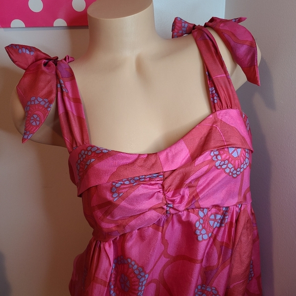 Marc Jacobs 100% Silk Paradise Pink Floral Bubble Hem Dress Size 12 - Picture 2 of 9